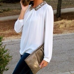 sequined collar blouse